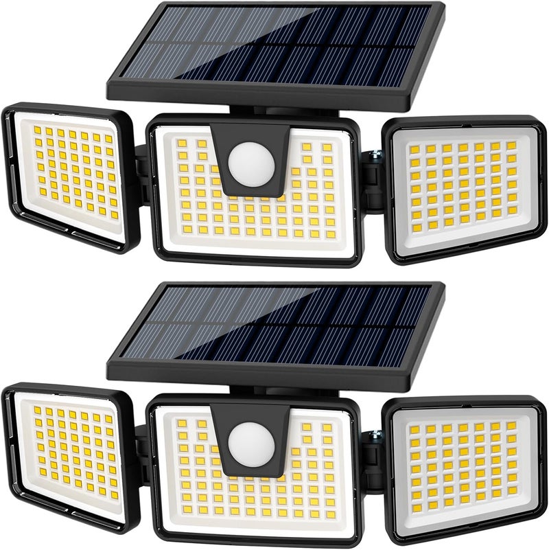 AmeriTop Solar Lights Outdoor, 2 Pack LED High Brightness Cordless Solar Motion Sensor Lights; 3 Adjustable Heads, 270° Wide Angle Illumination, IP65 Waterproof, Security LED Wall Light(Daylight) - Image 1